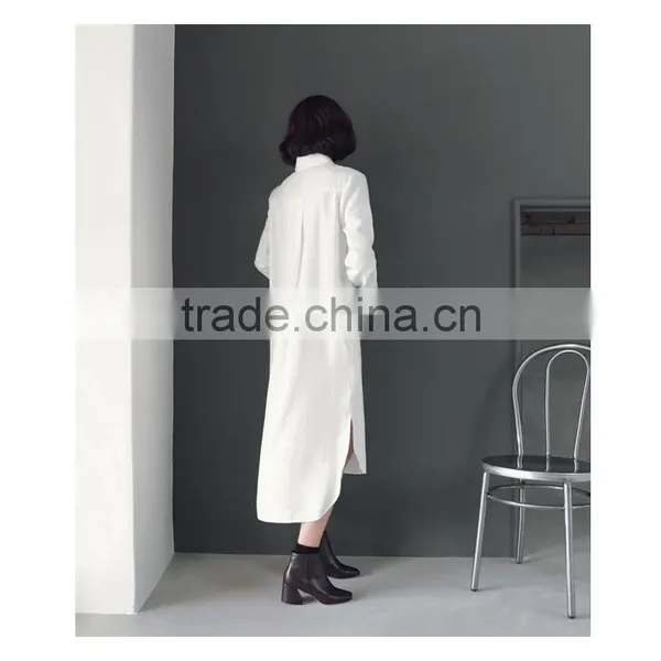 100%Linen Women's Long Button Shirts photo-3