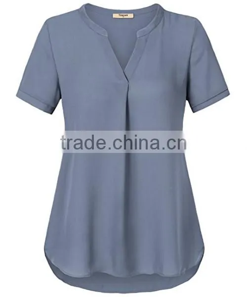 Modern Style Latest Chiffon Tops Mature Ladies Sample Blouse photo-5