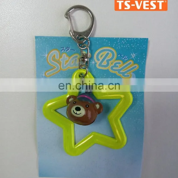 Safety roadway kids protective pendant PVC material children reflective colorfull safety keychain
