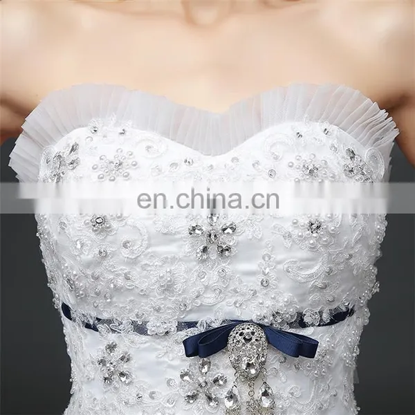 HS1628 Made in China 2017 Strapless Bling Princess Puffy Prom Ball Gown Wedding Dress photo-4