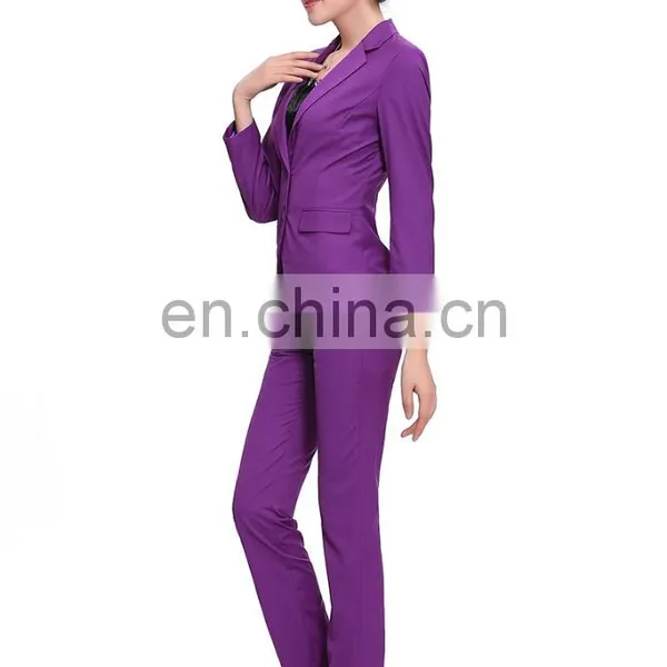 Kangyi Lapel Collar Purple Pant Suit Workwear Long Sleeve Business Office Lady Coat Pant Suit photo-5