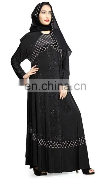 Casual Daily Wear Women's 2017 Abaya Burkha With High Quality Brocade Embosed Velvet Work ( Islamic Muslim Wear) photo-3