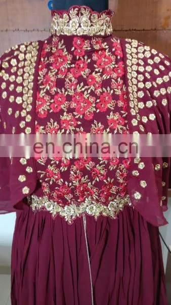 2017 Engagement Party Wear Gown Style Anarkali Suits With Flairs And Fluffy Sleeves Dress Material photo-6