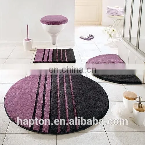 100% Micropolyester Abstract Art Colorful Jacquard Bathroom 5 Piece Set Tufted Anti-slipping Latex Back Floor Bathroom Mat Rug photo-6