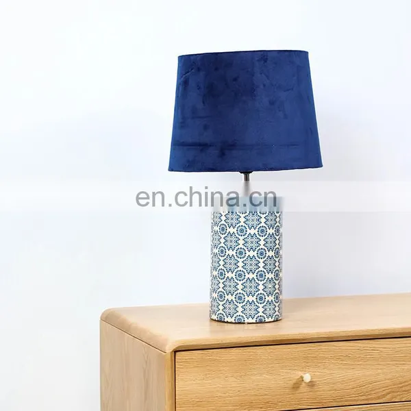 Living Room Decorative Lights Office Hotel Blue Ceramic Table Lamp for Home Decor photo-3