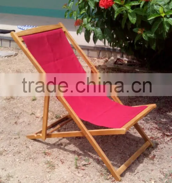 NEW MODEL - Acacia Wood Beach Chair - Beach Furniture - Textile Chair photo-2