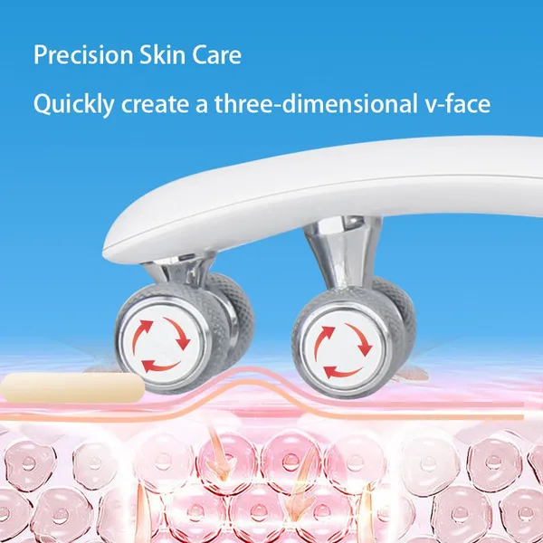 Portable Metal 3D Face Roller Rechargeable EMS Lifting Facial Slimming Tightening Massage Device Contouring Face Sport Massager photo-5