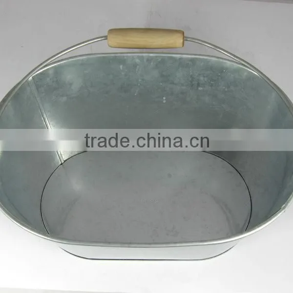 10L Galvanized Ice Bucket, Beer Ice Cooler With Wooden Handle photo-2
