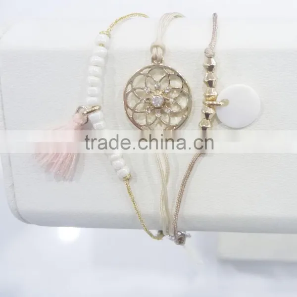 FASHION MULTI ROW Filigree Metal Disc Charm,pearls Tassel Shell Charms Bracelet photo-2