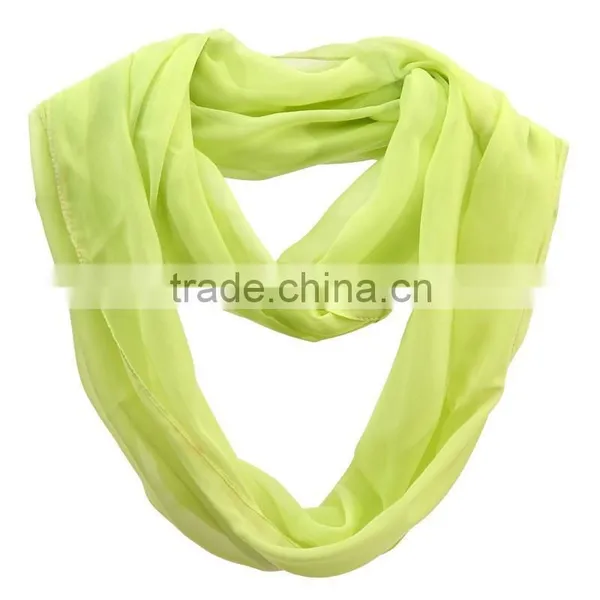 Wholesale Neon Plain Color Infinity Chiffon Circle Loop Scarf photo-2