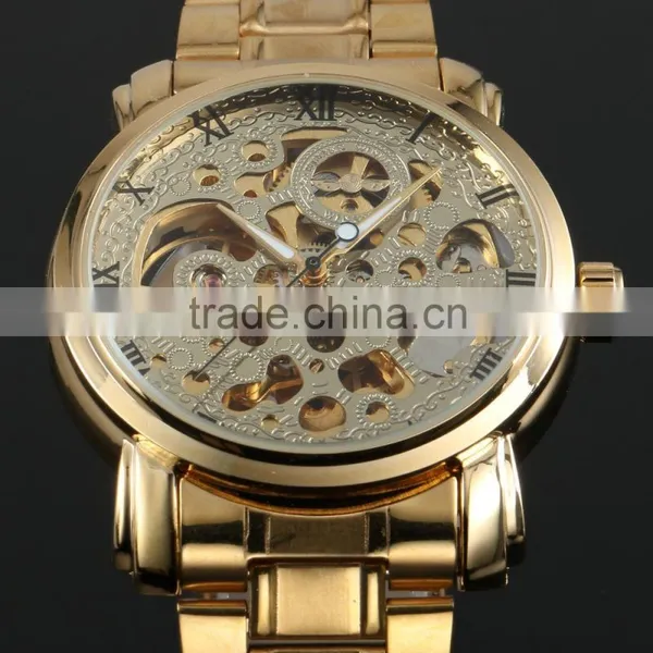 2016 Brand New Gold Watch Custom Logo Automatic Self Winding Wrist Watch for Men ZB007 photo-3