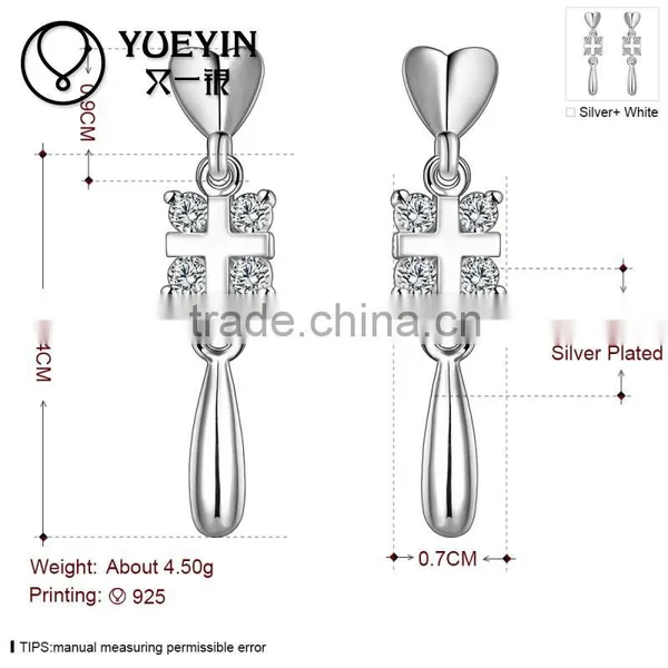 Fashion Style With Diamond Cross Sliver Plated Earrings photo-3