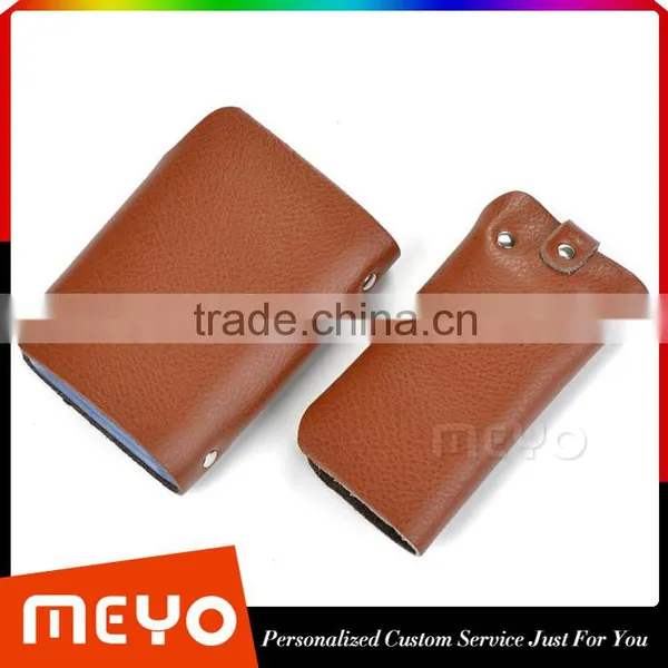 Cheap Split Soft Leather Card Organizer Bag With Keychain Holder photo-3