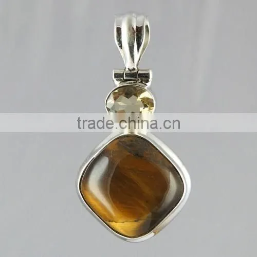 Fashion Citrine Tiger' Eye Pendant, Online Silver Jewellery, 925 Silver Jewellery photo-2