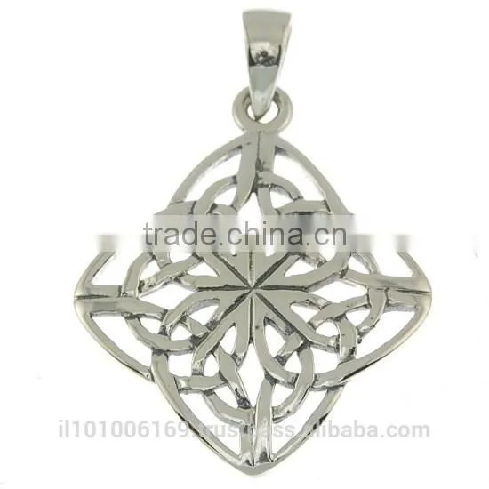 Rhombus Shaped Celtic Knot Silver Pendant, Pn79 photo-2
