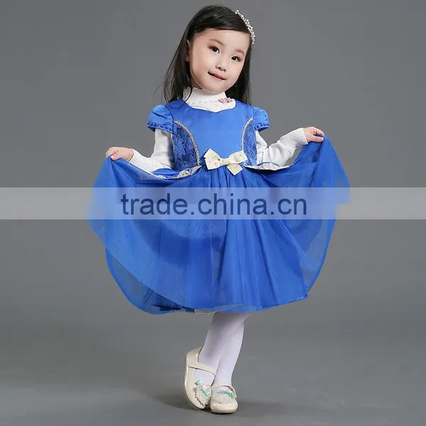 Wholesale Fashion New Design Embroidery Royal Blue Party Children Frocks Designs photo-2