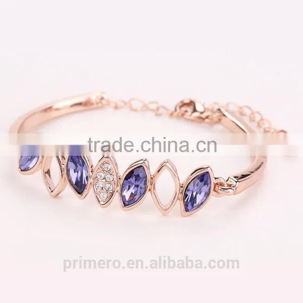 Rose Gold Rhinestone Crystal Opal Adjustable Bracelets & Bangles for Women photo-2