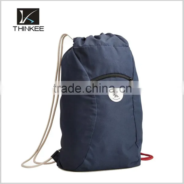 Custom Your Logo Khaki Polyester Gym Bag Drawstring Backpack photo-6
