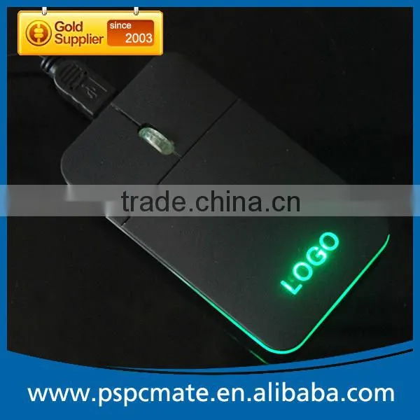Laptop USB Wired Super Slim Thin LED Mouse With Light Up LOGO photo-3