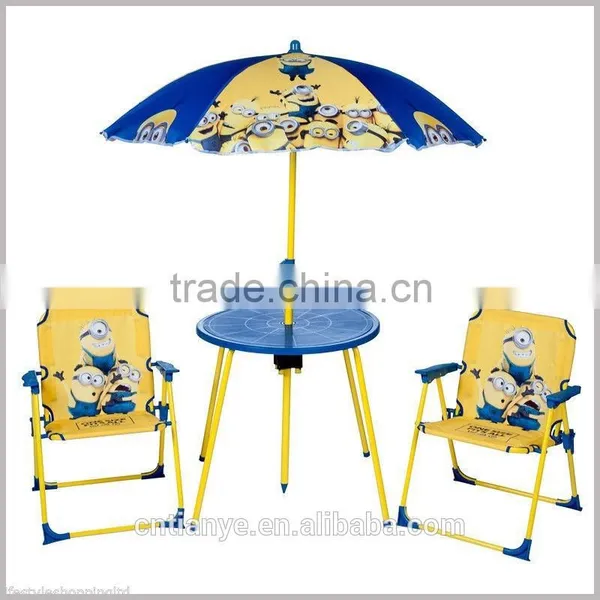 Kids Folding Table and Chair Set Parasol Outdoor Furniture
