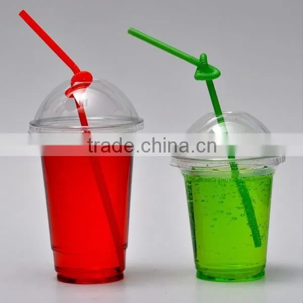 600ml 20oz Transparent Clear Plastic Cups With Lids and Straws