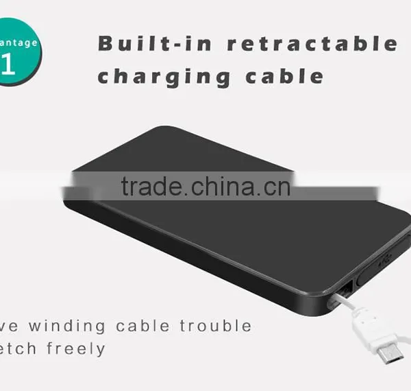CE FCC ROHS Retractable Cable 3 in 1 Power Bank From 14years Power Bank Factory photo-5