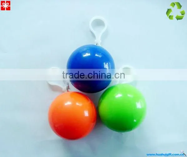 2014 100%ECO Match Poncho Ball With Keychain Disposable LDPE Raincoat