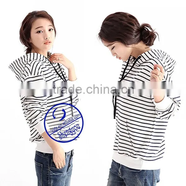 Custom Striped Pullover Sweatshirts Hoodies Women photo-5