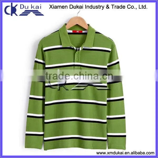 Men's Yarn Dye Pique Polo t Shirt, Yarn Dye Strips Polo, Long Sleeve Polo Shirt for Men