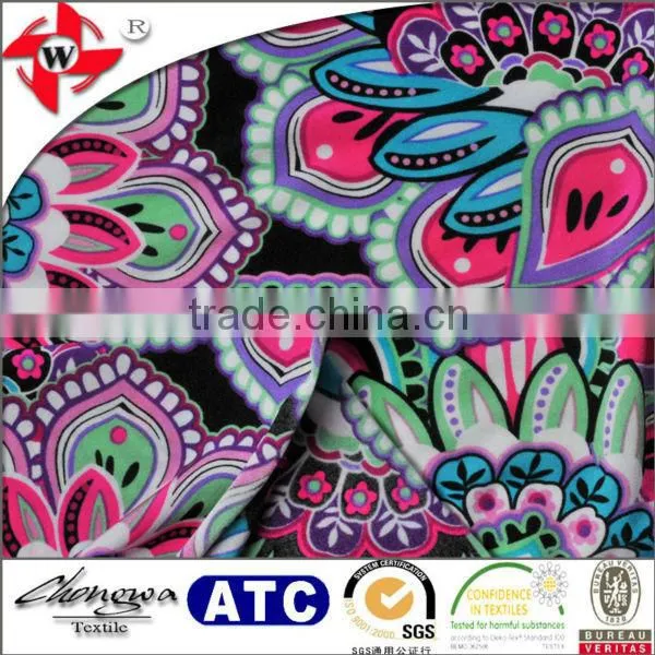 Shiny Nylon Lycra Printed Spandex Floral Printed Sportswear Fabric photo-4
