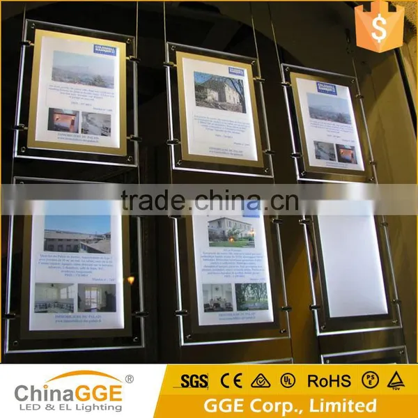 Hanging Type Illuminated Real Estate Agent Window Display LED Cable Wire Display A4 Acrylic Light Box Display Quality Choice photo-6