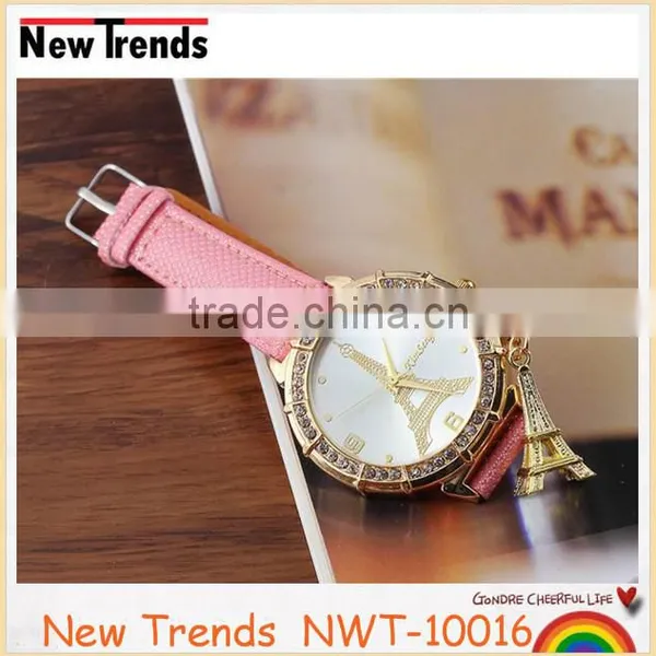 2015 Classical Eiffel Tower Pendant Colorful Leather Wrist Watch photo-4