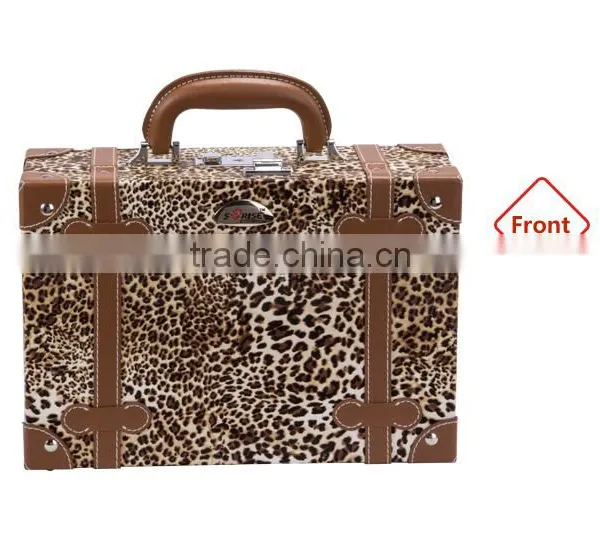 Fashion Leopard Print Cosmetic Makeup Train Case With Mirror and Easy Clean Extendable Trays photo-2