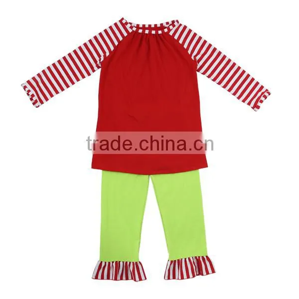 Kaiyo Ruffle Raglan Top With Ruffle Pants Sweat Suit 2016 Fall Boutique Girl Clothing Kids Clothes