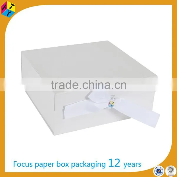 White Rectangle Matte Ribbon Folding Paper Gift Packing Box photo-3