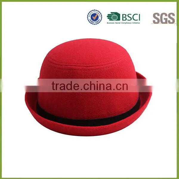 Rose Red Bowler Hat Felt Hillbilly Hat Wholesale German Felt Hat photo-2