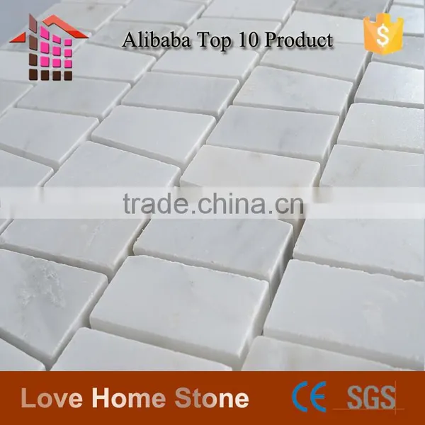 Carrara White Mosaic Tile, Trapezoid Tile Backsplash photo-6