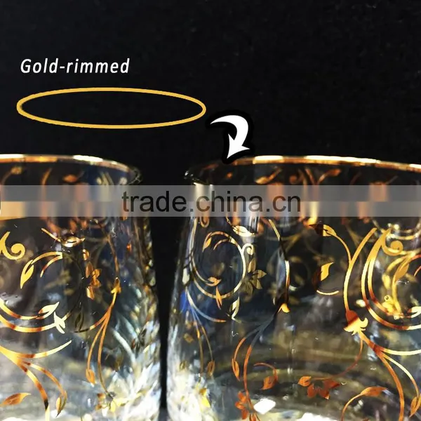 210 ml Crystal Round Golden Pattern Machine Blown Custom Whisky Glass photo-4
