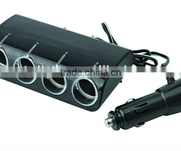 4 way car sockets with USB and switch