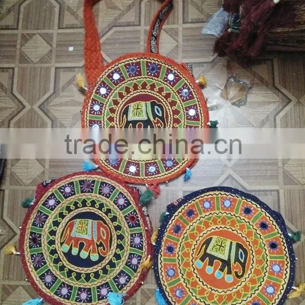 Multicolor Embroidered Handmade Cotton embroidered elephant cotton fabric hippe shoulder bag