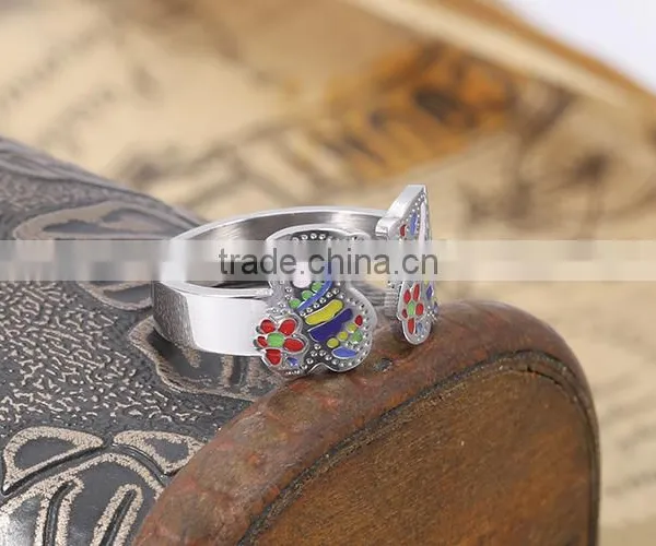 2016 New Arrival Fashion Silver 3161 Stainless Steel Colorful Lovely Bear Finger Ring photo-2