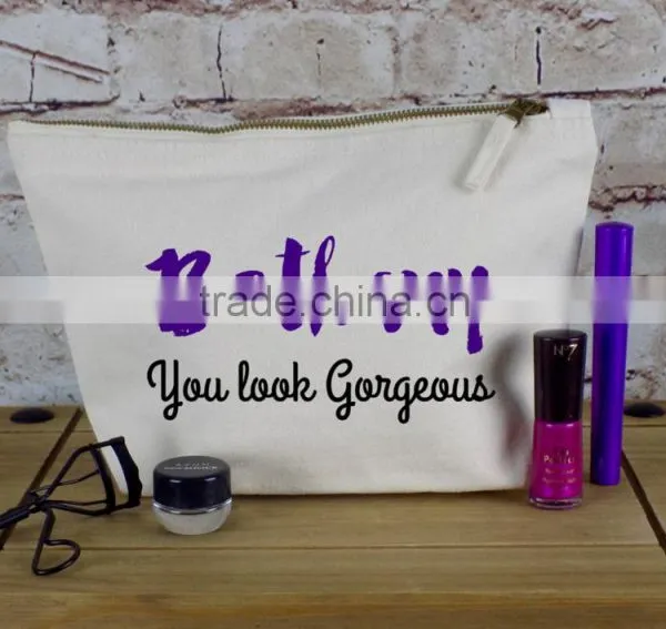 Black Canvas Custom Cosmetic Bag With Logo Printed on One Side photo-4