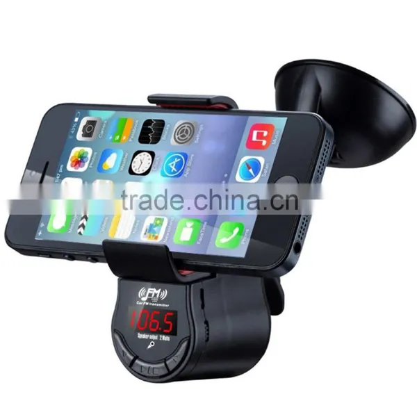Car FM Transmitter With 360 Degree Phone Holder for IPhone Samsung Smartphones photo-4