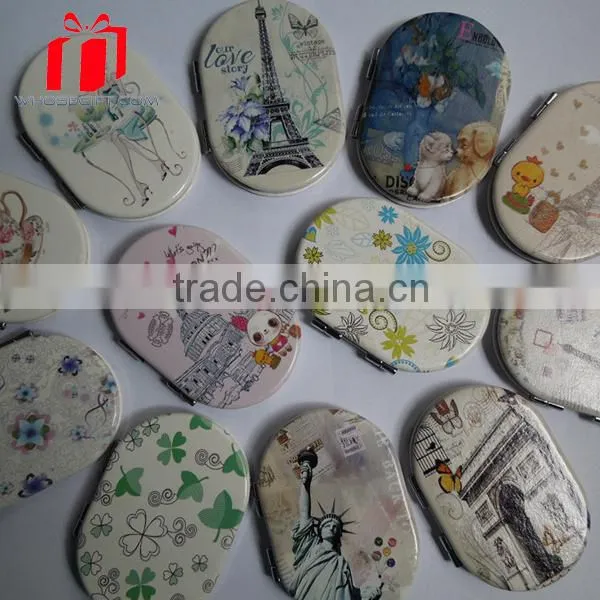 Cheap Souvenir Promotional Pu Compact Mirror photo-5