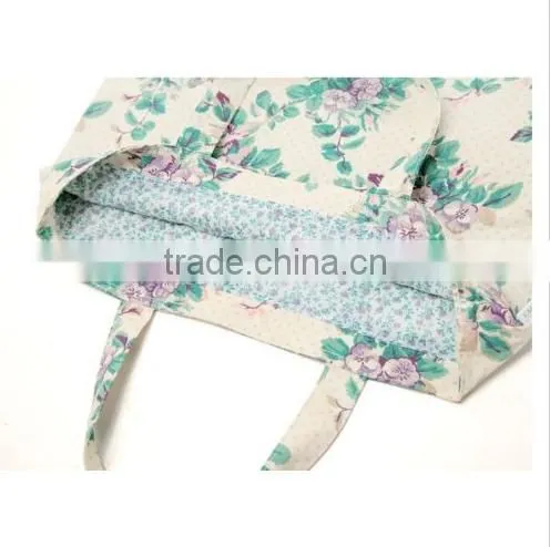 Flower Cotton Canvas Natural School Arts Bag Picnic Tote Shopping Bag photo-4
