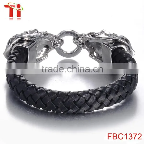 Men Black Braided Leather Bracelet Cool Bracelet for Boys New photo-4