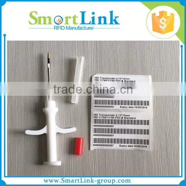 Wholesale 125Khz/134.2Khz RFID Microchip for Animal Identification,2.12*12mm Glass Tag With Sterilized Syringe