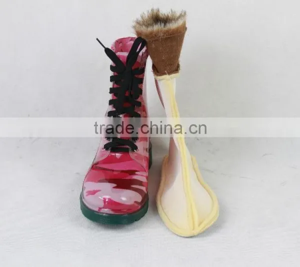 2016 Women Fashion Cheap Martens Plastic PVC Rain Boots With Shoelace photo-4