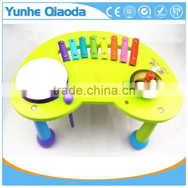 Wooden Musical Percussion Instruments Blue Half-round Table Xylophone Drum Symbol Noisy /educational Wooden Toy/ photo-4