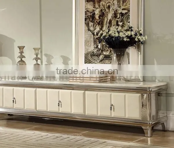 Good Price Stainless Steel Mobile Black Marble tv Stand photo-5